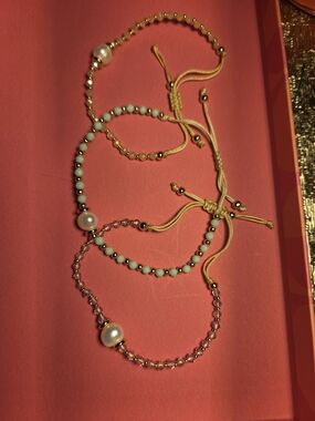 Adjustable  Beaded Bracelet with Pearl Accents. ( Sold Seperately)